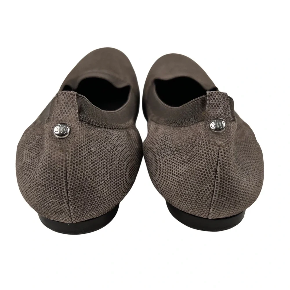 Stuart Weitzman Dark Taupe Textile Travel Ballet Flats Size 8.5 W